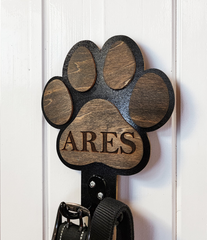 Custom Engraved Dog Leash Paw Print Hook