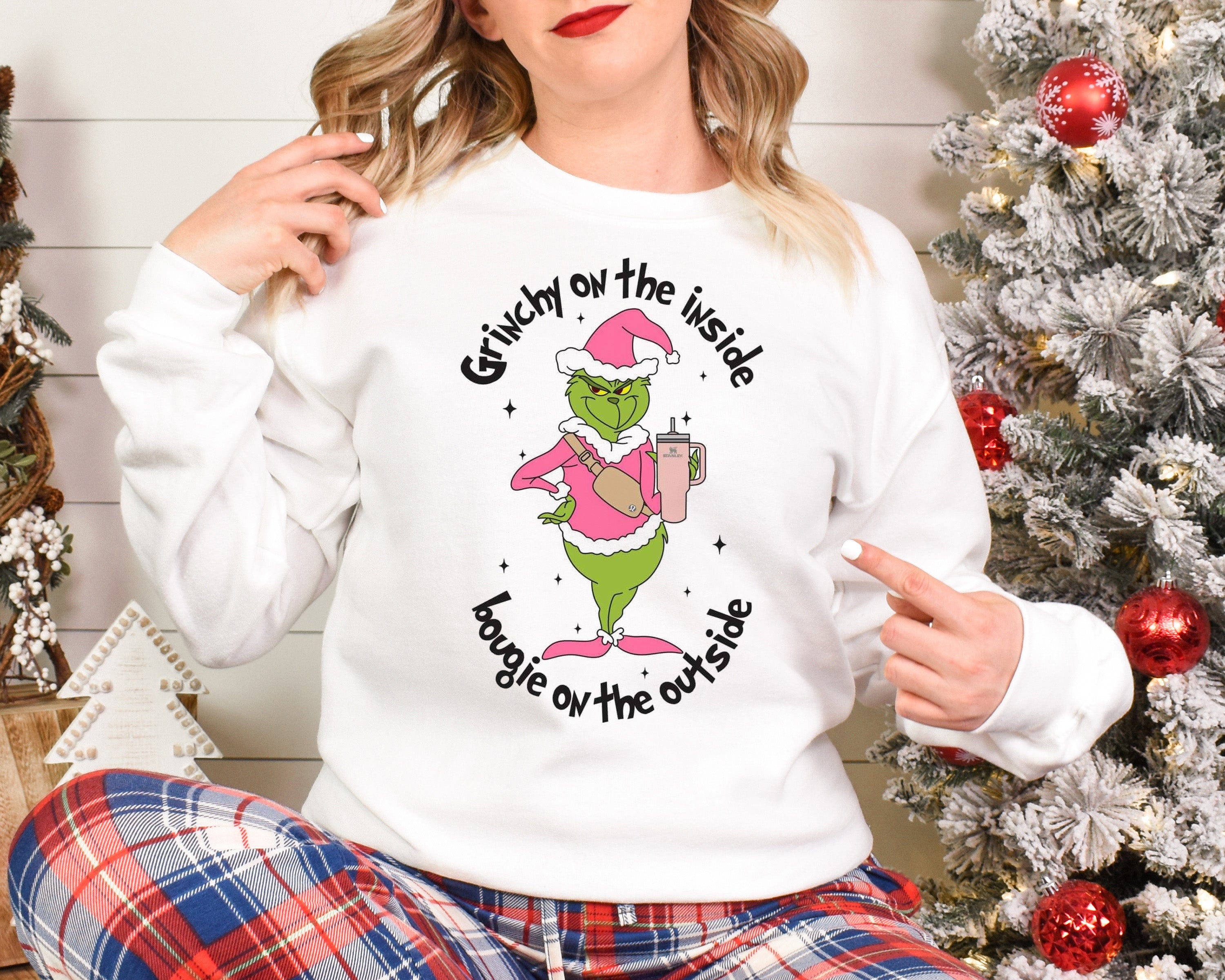 Grinchy On The Inside Bougie On The Outside White Shirt