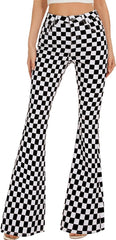 Bama Glitter Checkered Bell Bottom Jeans