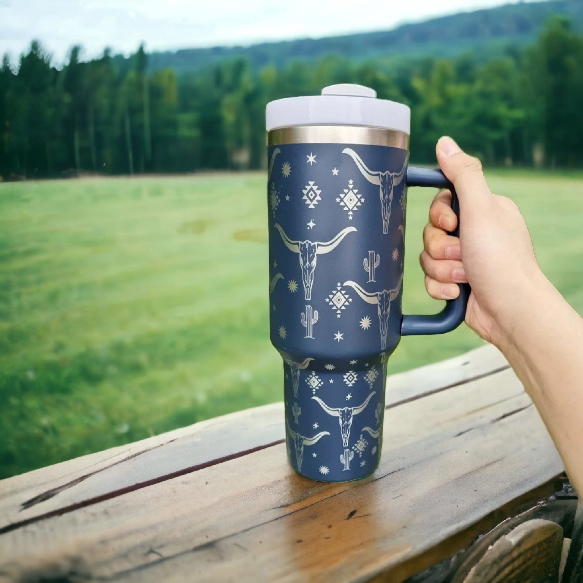 Large Personalized Tumbler With Closing Lid and Straw Monogrammed Tumbler  Tumbler With a Handle Custom Tumbler 40 Oz Tumbler 