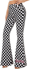 Bama Glitter Checkered Bell Bottom Jeans