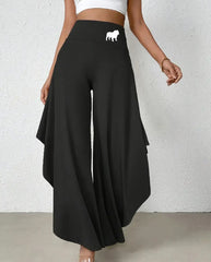 Bulldogs High Waisted Asymmetrical Hem Flowy Pants