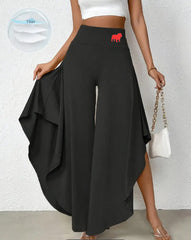 Bulldogs High Waisted Asymmetrical Hem Flowy Pants