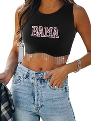 Bama Rhinestone Fringe Glitter Tank