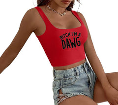 Bitch I'm A Dawg Glitter Georgia Cropped Tank