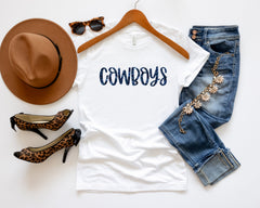 Cowboys White Glitter Top