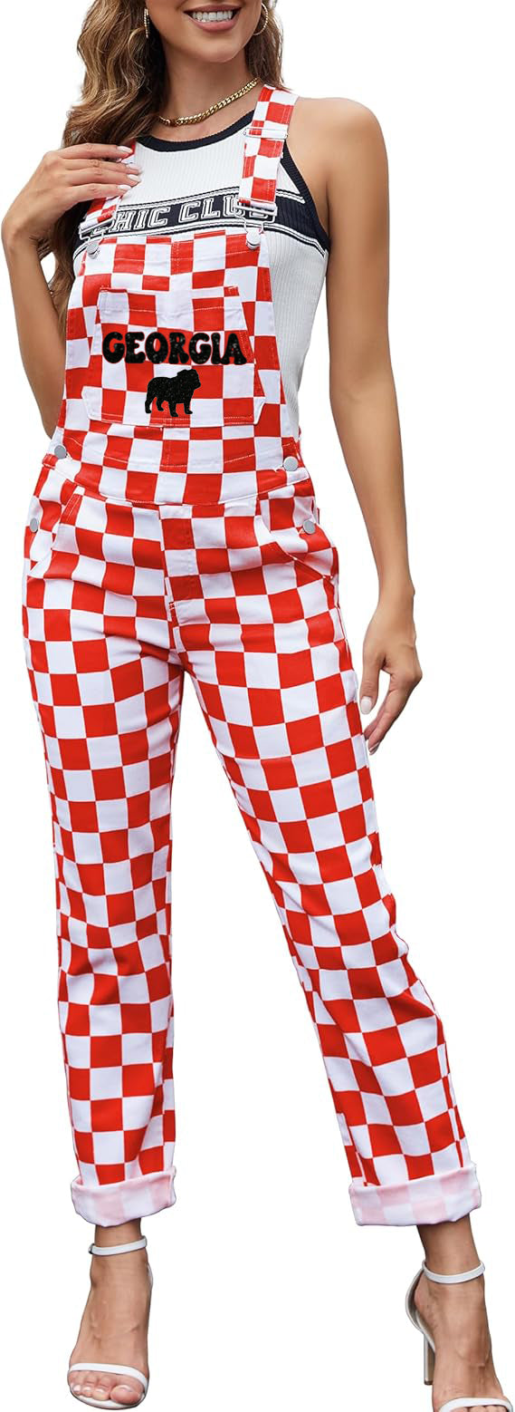 Georgia Glitter Checkered Bib Overalls