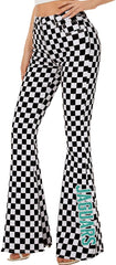 Jaguars Glitter Checkered Bell Bottom Jeans