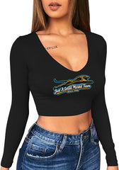 Jaguars Just a Small Market Team Long Sleeve V-Neck Crop Top