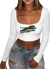 Jaguars Just a Small Market Team Long Sleeve Square Neck Crop Top
