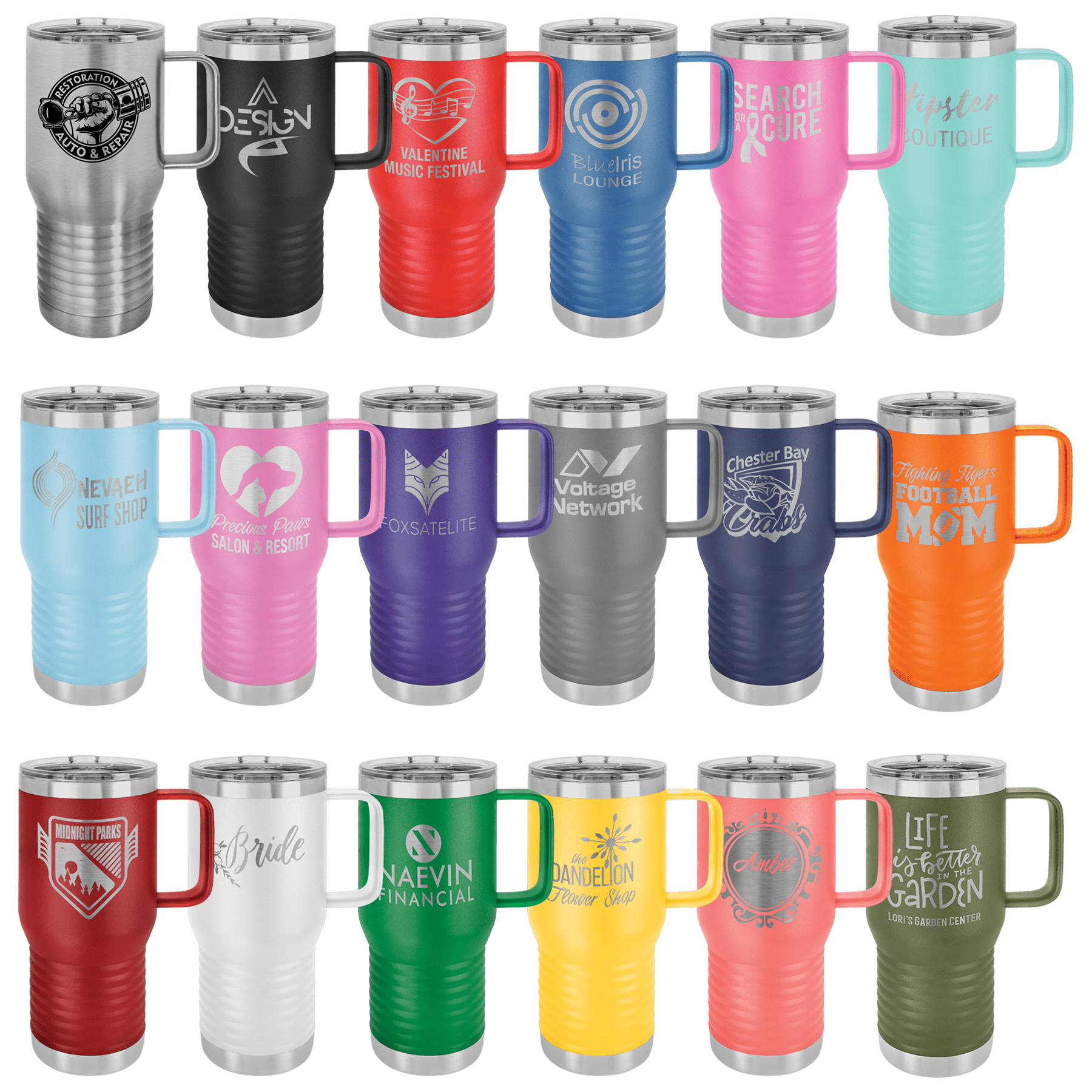 BULK ORDER - 20 oz. Laser Engraved Travel Tumbler with Handle