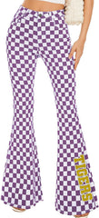 LSU Tigers Glitter Checkered Bell Bottom Jeans
