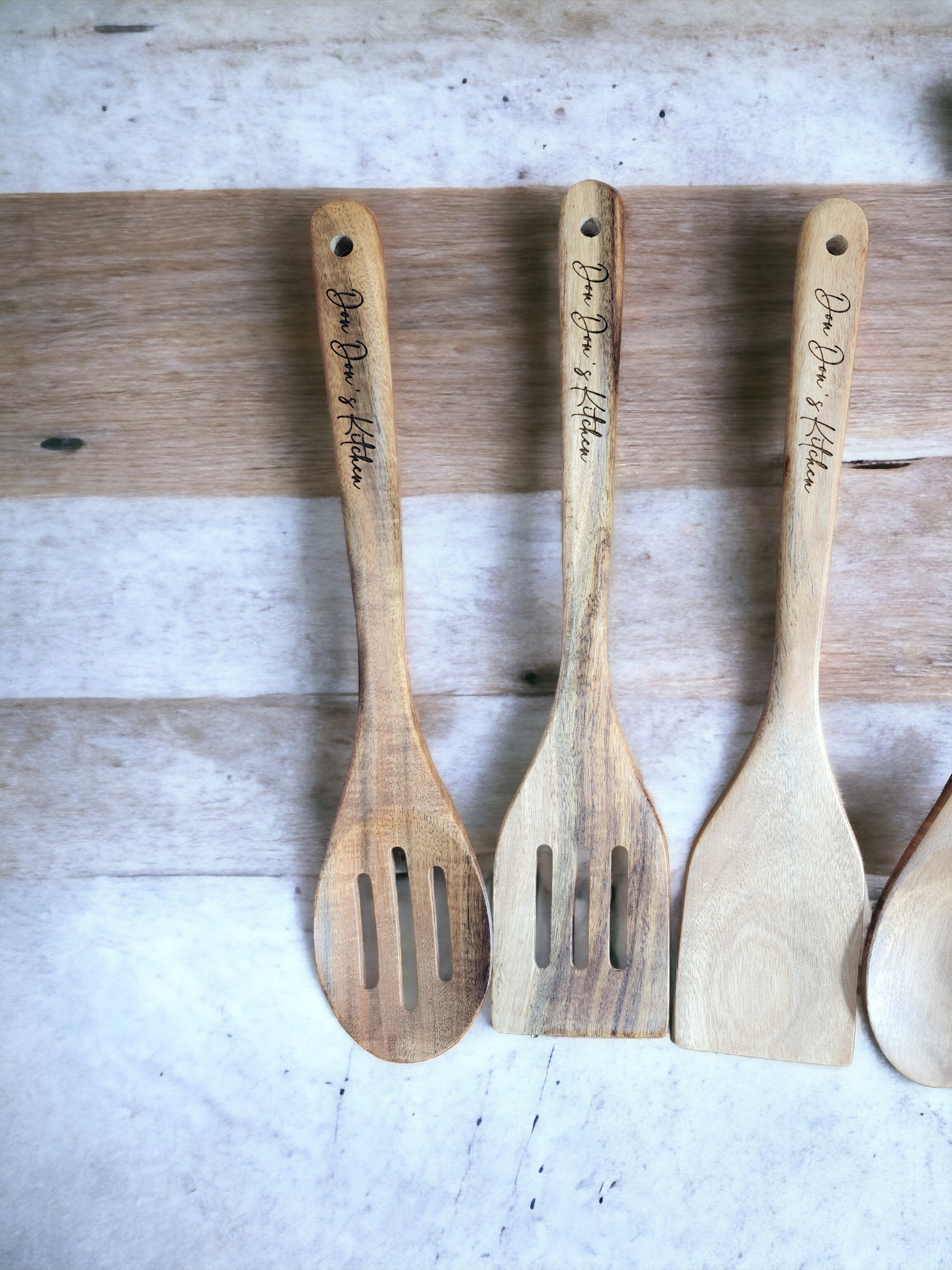 Customized 6 Piece Wooden Cooking Utensil Set