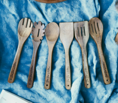 Customized 6 Piece Wooden Cooking Utensil Set