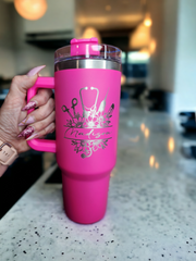 Personalized RN Nurse Tumbler - 20 Oz Black Glitter Stainless Steel Insulated Travel Mug