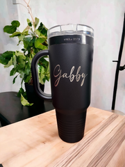 Custom Laser Engraved Travel Tumblers with Handle