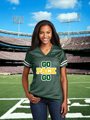 Green Bay Go Pack Go Women's Glitter Jersey