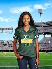 Green Bay Go Pack Go Women's Glitter Jersey