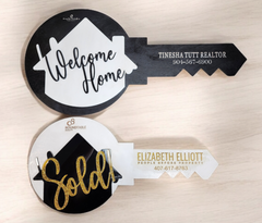 Sold Realtor Key Sign with Glitter Accents