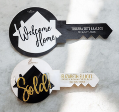 Sold Realtor Key Sign with Glitter Accents