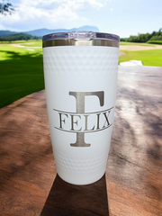 Custom Laser Engraved Dimpled Golf Ball 20 oz Tumbler