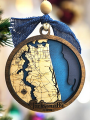 Jacksonville St Johns River Layered 3D Map Ornament