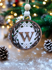 Christmas Boho Rattan Monogram Ornament