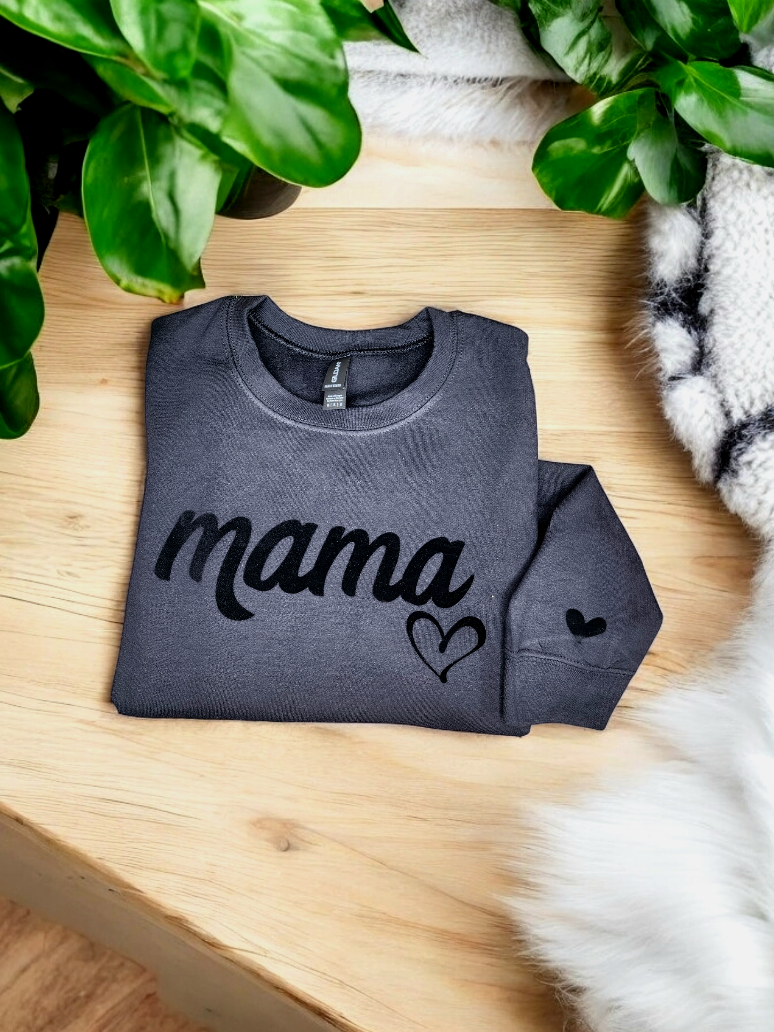 Black Monochromatic Mama Puff Shirt