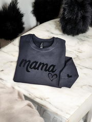 Black Monochromatic Mama Puff Shirt