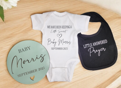 Custom "We Have Been Keeping a Little Secret" Baby Announcement Bodysuit