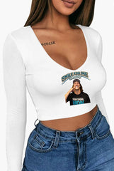 Jaguars Trevor Lawrence Smile For Me Daddy Long Sleeve V-Neck Crop Top