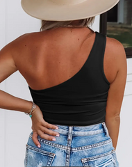 Georgia Glitter Knotted One Shoulder Top