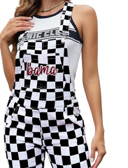 Bama Glitter Checkered Bib Overalls