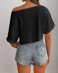 Georgia Off Shoulder Cropped Tee
