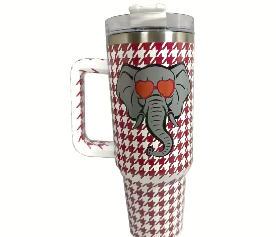 Houndstooth Alabama Elephant 40 oz Tumbler: Custom Tumblers & Cups