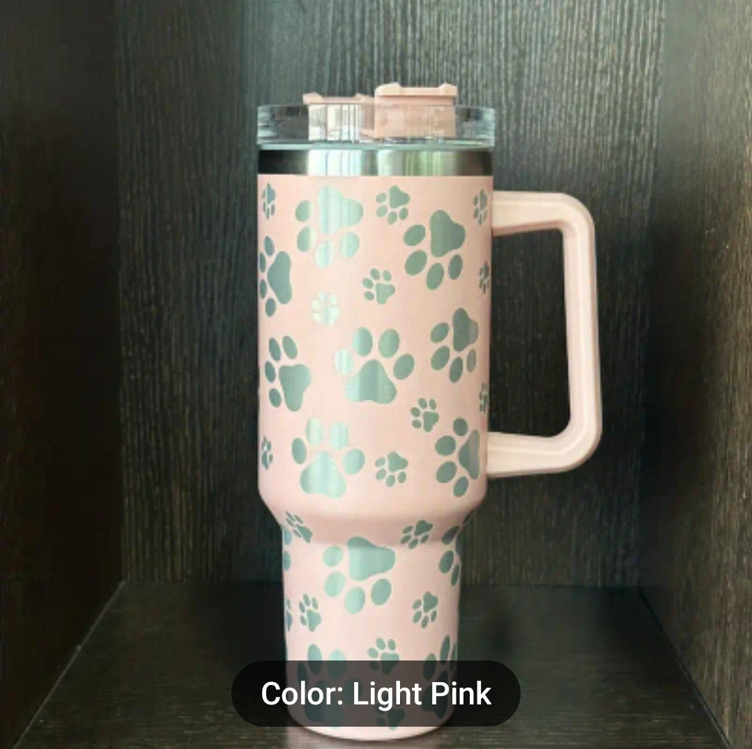 Paw Print 40 Ounce Laser Engraved Tumbler