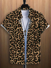 Jaguar Leopard Print Short Sleeve Performance Button Shirt