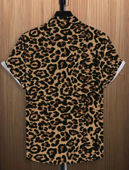 Jaguar Leopard Print Short Sleeve Performance Button Shirt
