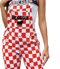 Georgia Glitter Checkered Bib Overalls