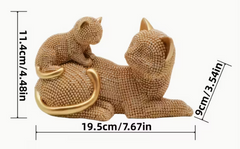 Cat and Kitten Rhinestone Statue