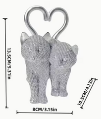 Cat Heart Rhinestone Statue
