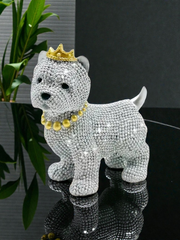 Miniature Golden Doodle Rhinestone Statue