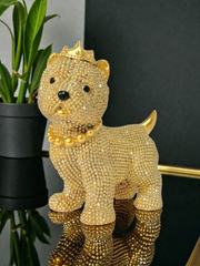 Miniature Golden Doodle Rhinestone Statue