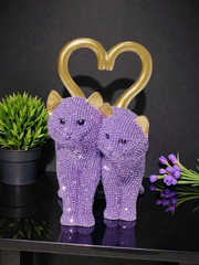 Cat Heart Rhinestone Statue