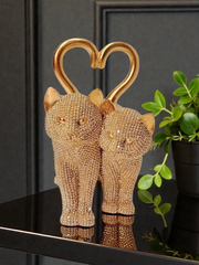 Cat Heart Rhinestone Statue