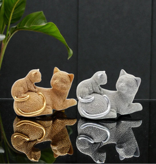 Cat and Kitten Rhinestone Statue