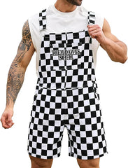 Men's Them Dawgs is Hell Checkered Bib Overall Shorts