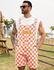 Vols Men's Checkered Bib Overall Shorts