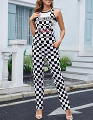 Bama Glitter Checkered Bib Overalls