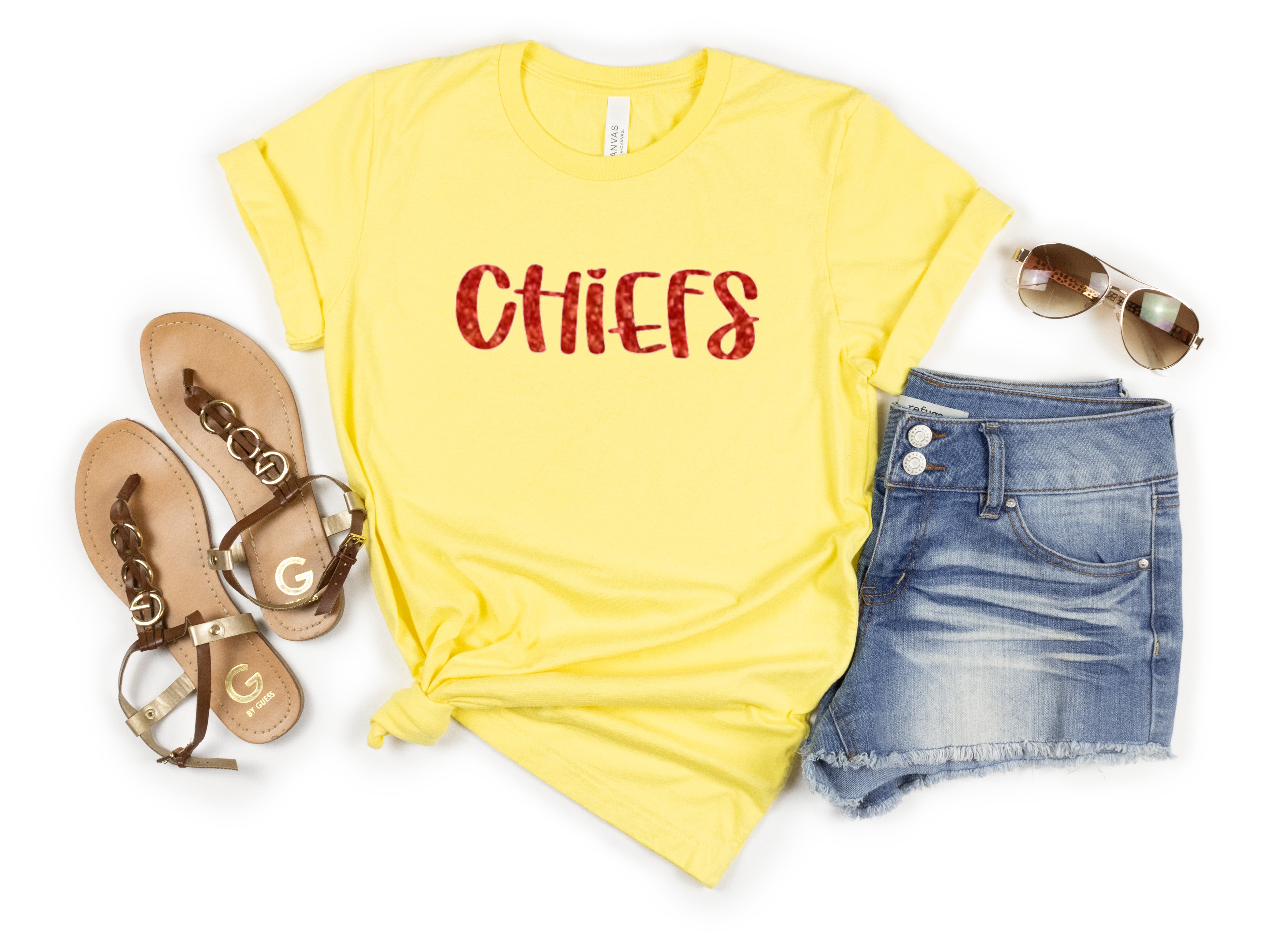 Chiefs Yellow Glitter Top